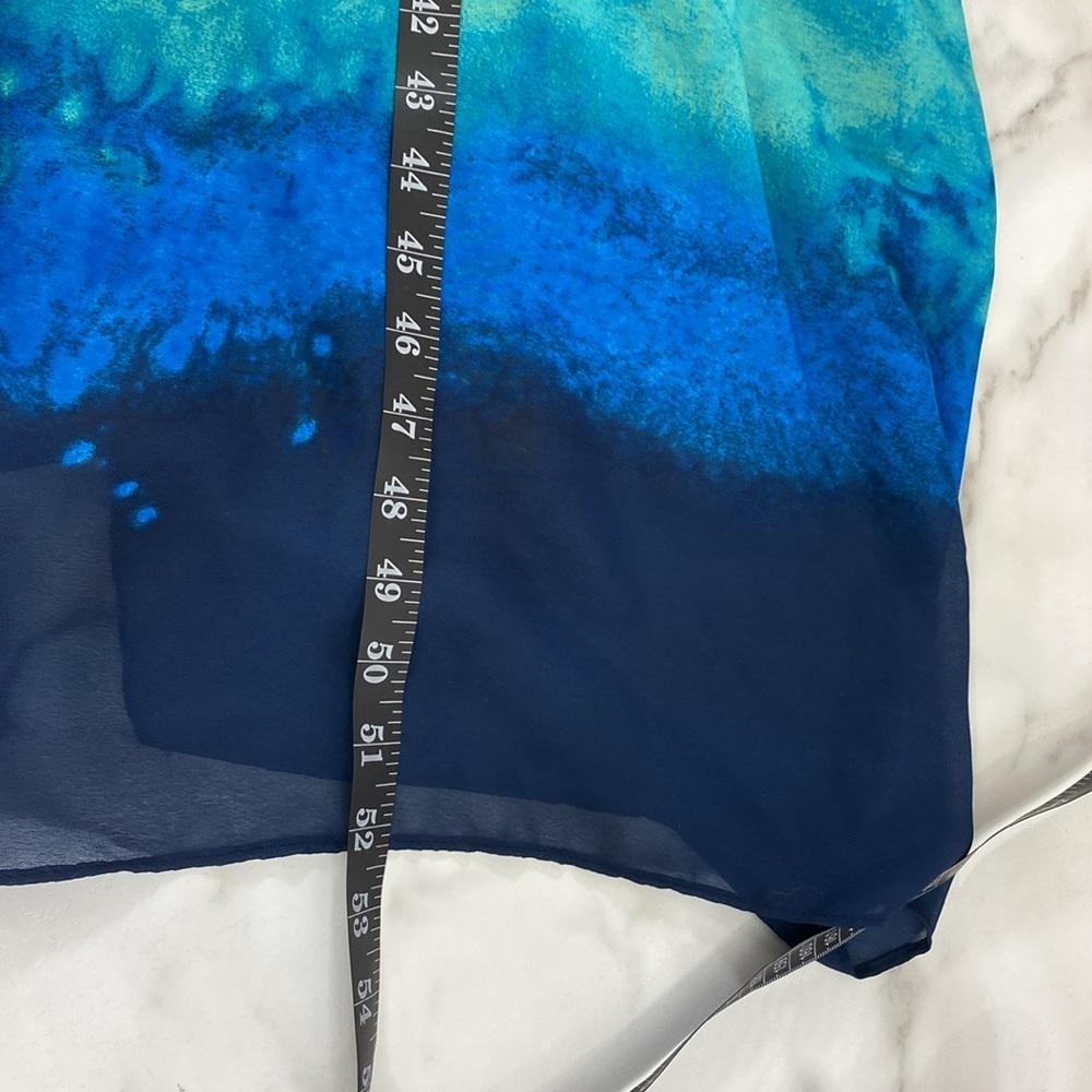 Vintage Mary McFadden‎ Dress Womens 14 Maxi Blue Green Abstract Swirl Sleeveless - Picture 13 of 13